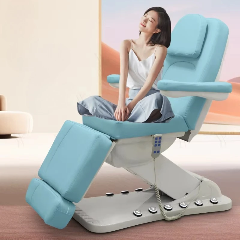 Modern Luxury Facial Bed  Massage Table Reclining Beauty Salon Aesthetic Stretcher 3 Motors with Foot Control