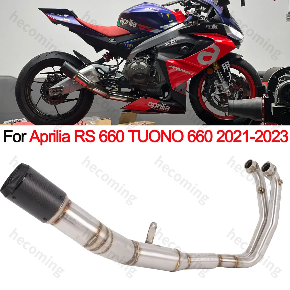 Full Exhaust System Carbon Muffler Pipe For Aprilia RS660 RS Tuono 660 2021 2022 2023 Motorcycle Exhaust Escape System Modified