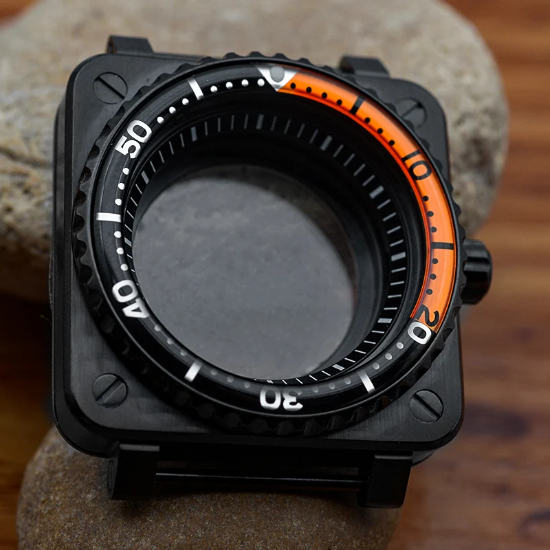 

Модный черный квадратный корпус для часов из нержавеющей стали с сапфировым стеклом подходит для NH34 NH35 NH36 с автоматическим механизмом Мужской корпус для дайверских часов