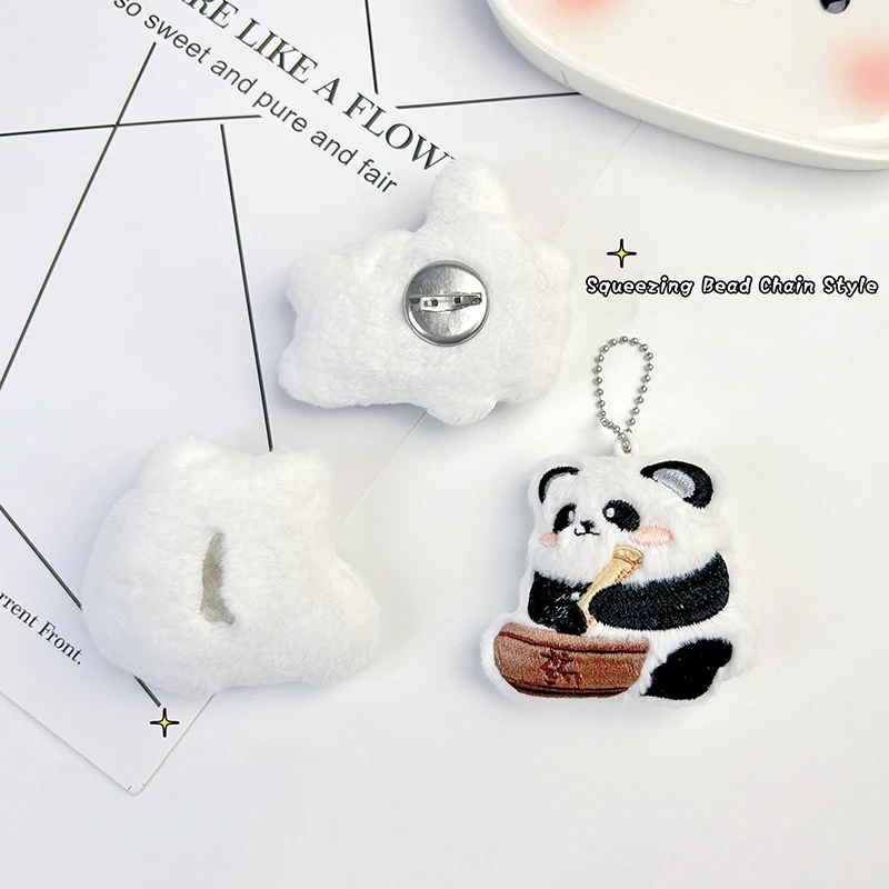 Cute Cartoon Bamboo Panda peluche bambole giocattoli Squeak portachiavi ciondolo moda zaino appeso decorazione accessori regali