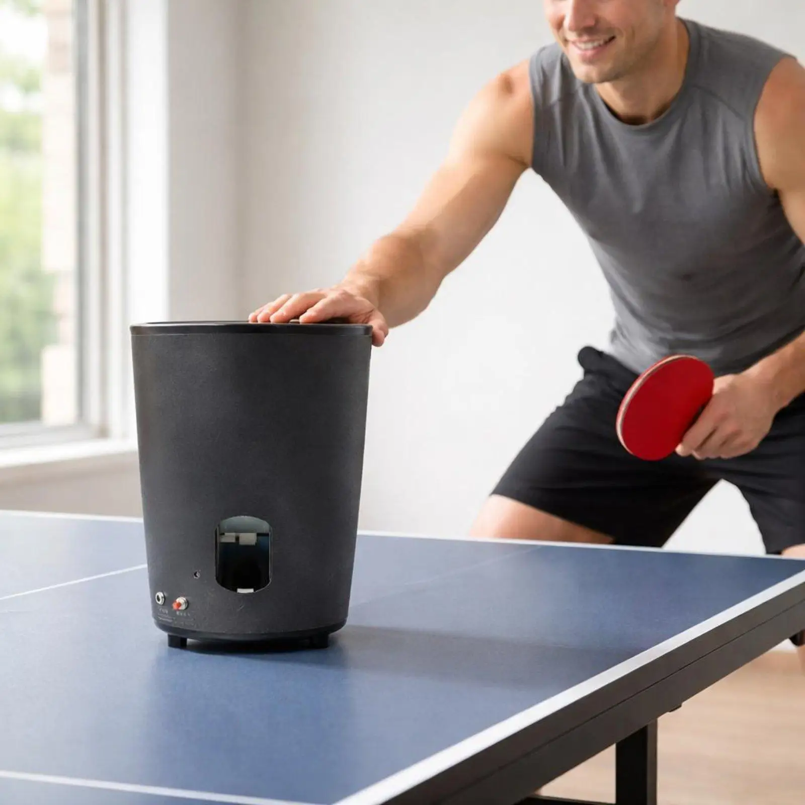 Table Tennis Training Device Automatic Ball Launcher Matte Metal Plastic Trainer with Remote Control for Ping Pong Game Practice