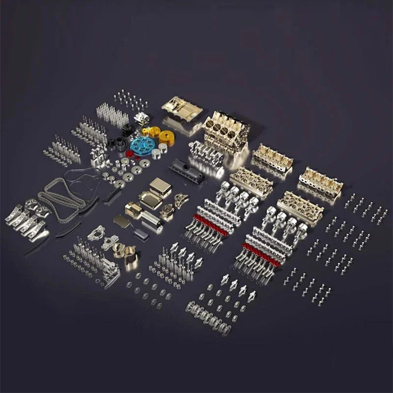 Single Cylinder Classic Car Model APP Remote Control Electric Metal  Motor Assembly Toy DIY Advanced Model Kit