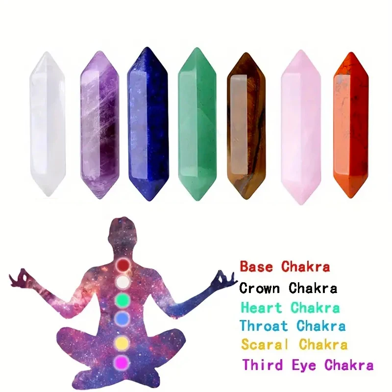 7pcs/set Nature Crystal and Healing Stone Set Chakra Balance Stone Spiritual Astrology Yoga Energy Reiki Healing Crystal Stone F