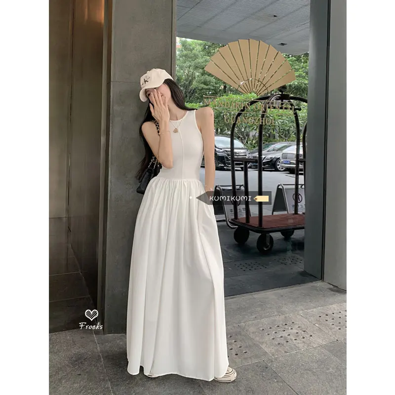 

French Sleeveless Long Maxi Dress Women 2023 Y2k Summer Bodycon Elegant High Street Outfits Ladies Birthday Party Club Sundress