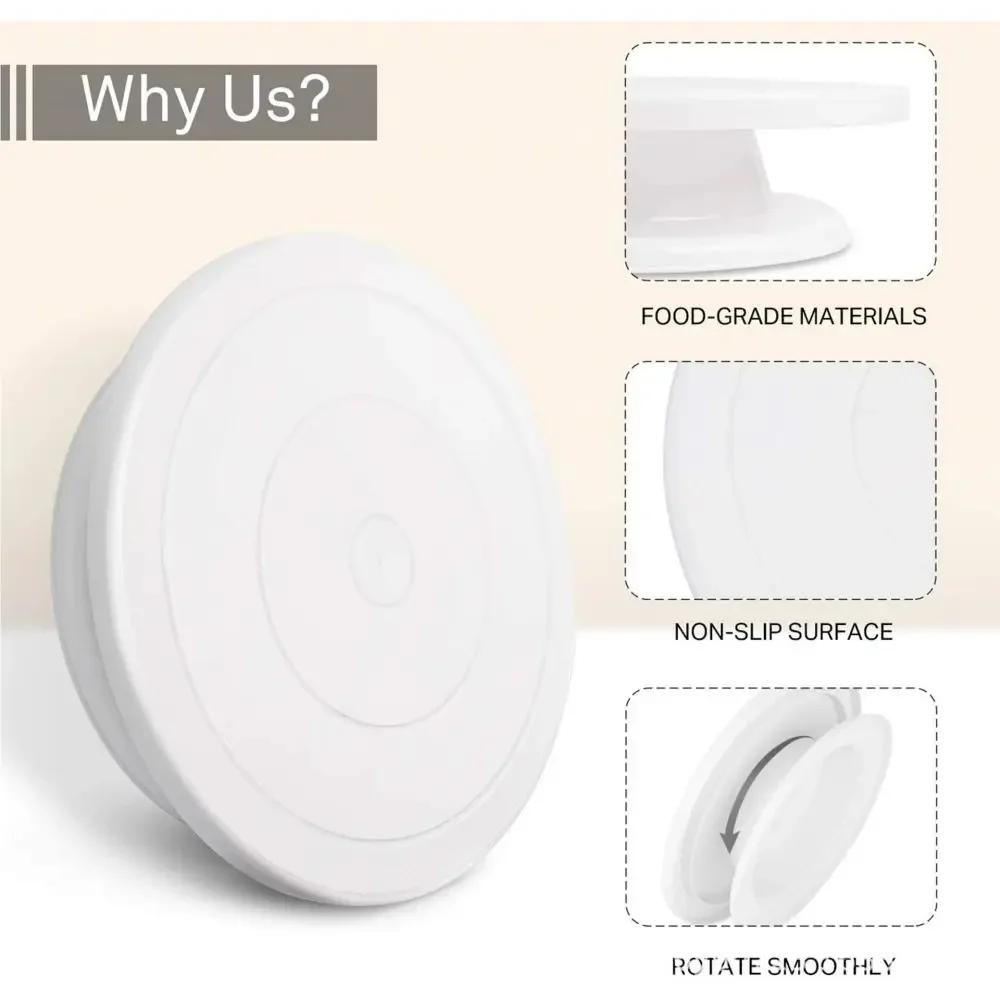 

Baking Tools With Non-Slip Edge Plastic Cake Laminating Turntable Table Cake Turntable Laminating Table Cake Tools Cookie tools