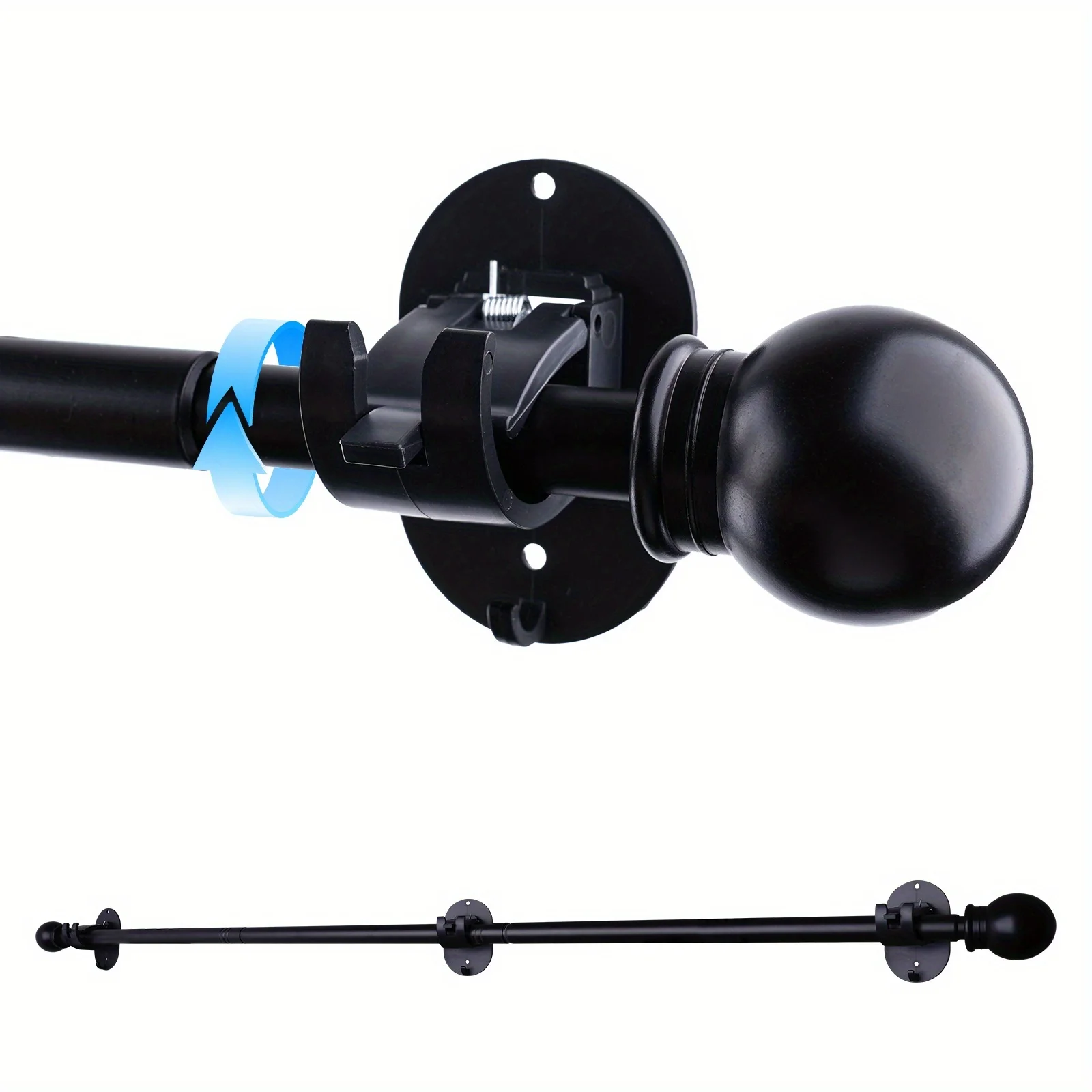 

Curtain Rods No Drilling for Windows Set 30 to 112-124 Inch, 3/4 Inch Diameter Renter Friendly Drapery Rod with Adhesive Brackets Without Drilling, Adjustable Telescoping Design From 30 to 124 Inches