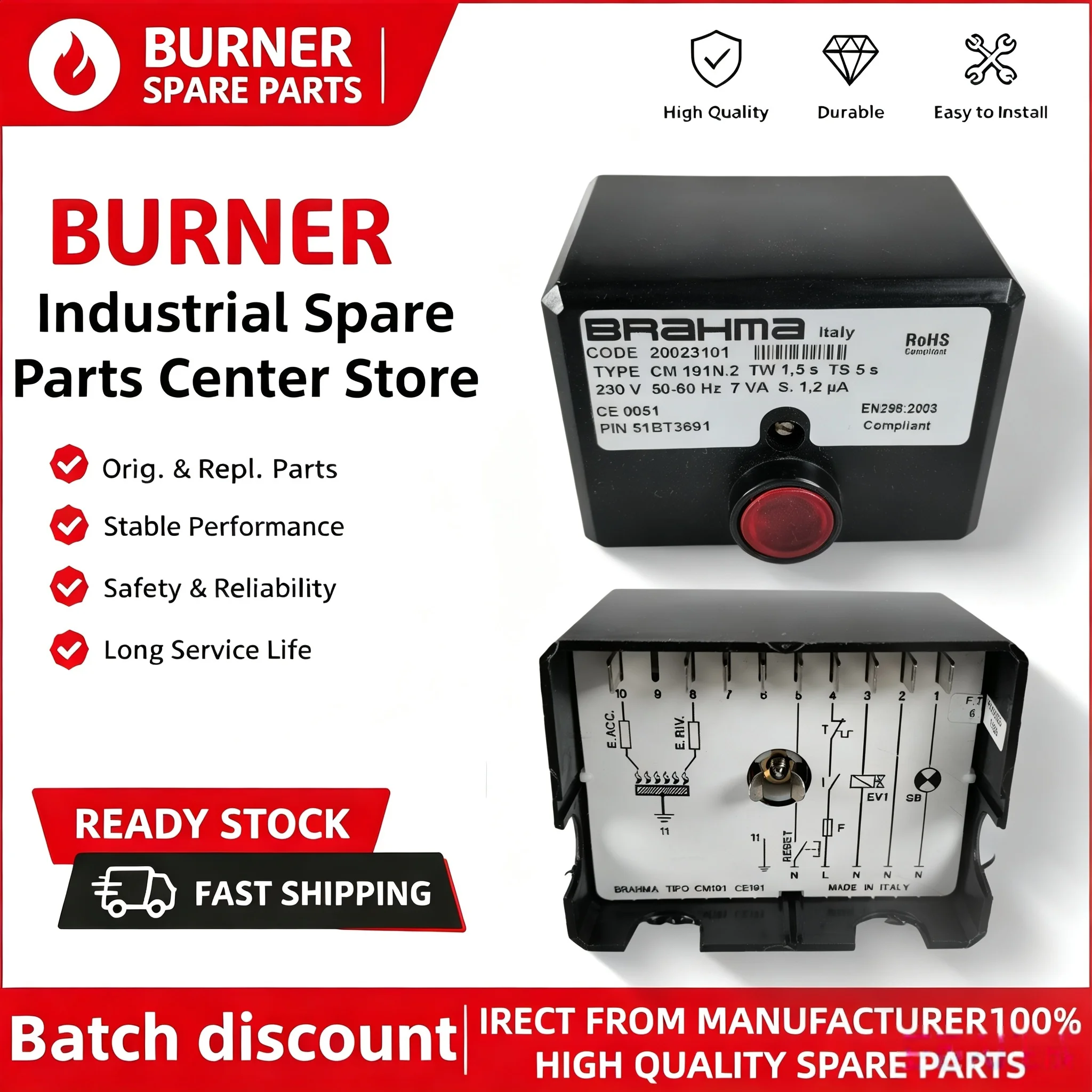 Burner Control Box Sequence Program Controller CM191N.2 GF2 GR2 SM152N.2 SM592N.2 SM592N/S Compatible OEM Gas Oil Boiler Spare P