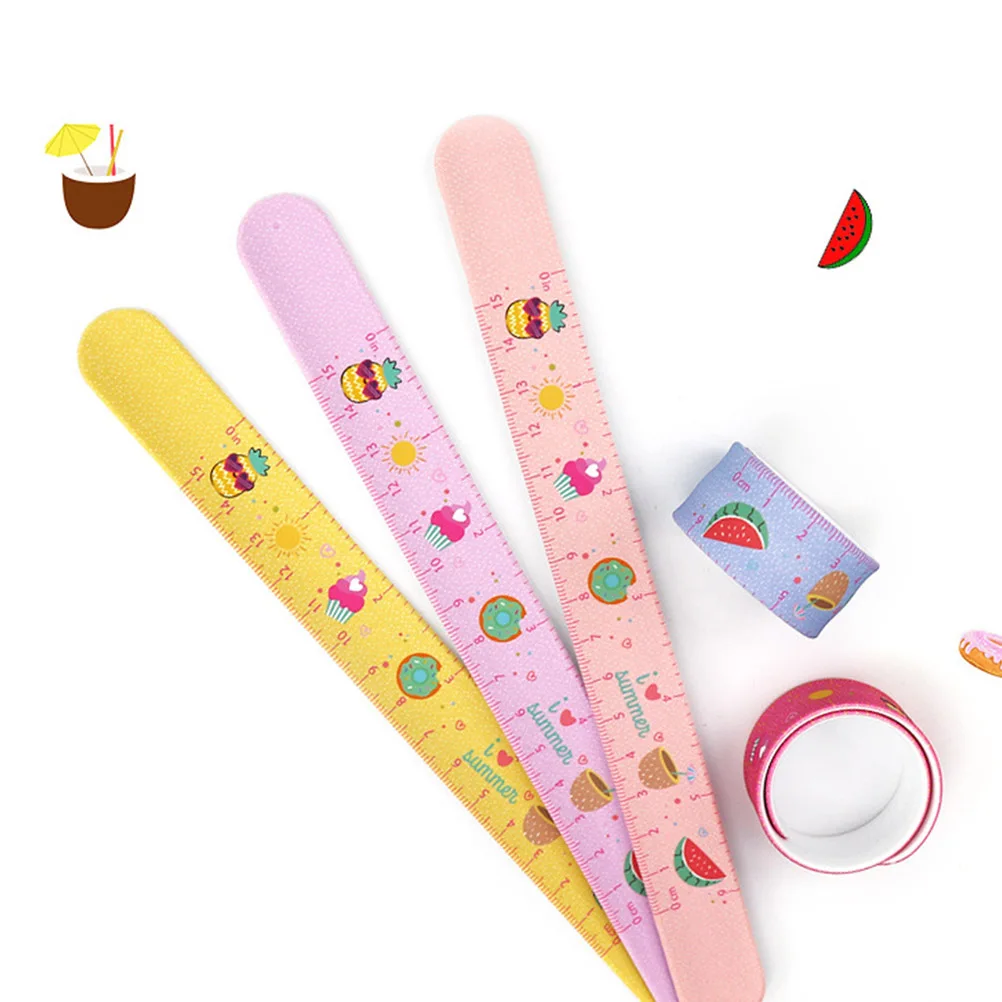 

6pcs Pattern Silicone Bracelets Kids Cartoon Ruler Pattern Bracelet Wristbands Elastic Safe No Irritation Birthday Gifts