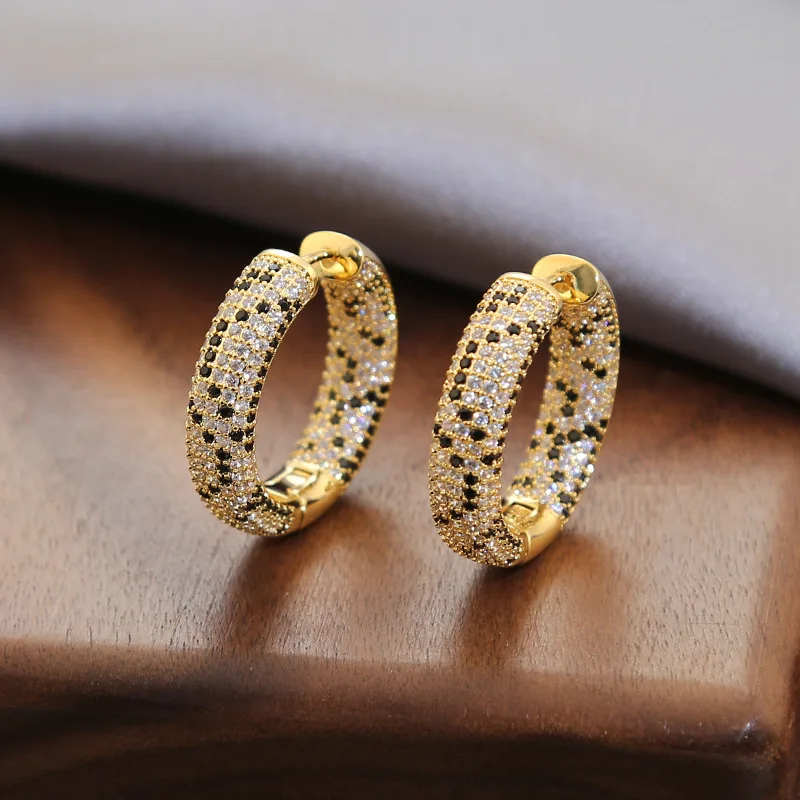 

New style diamond-encrusted zircon ear earrings with elegant design, ear loops exude a refined charm, perfect as an accessory.