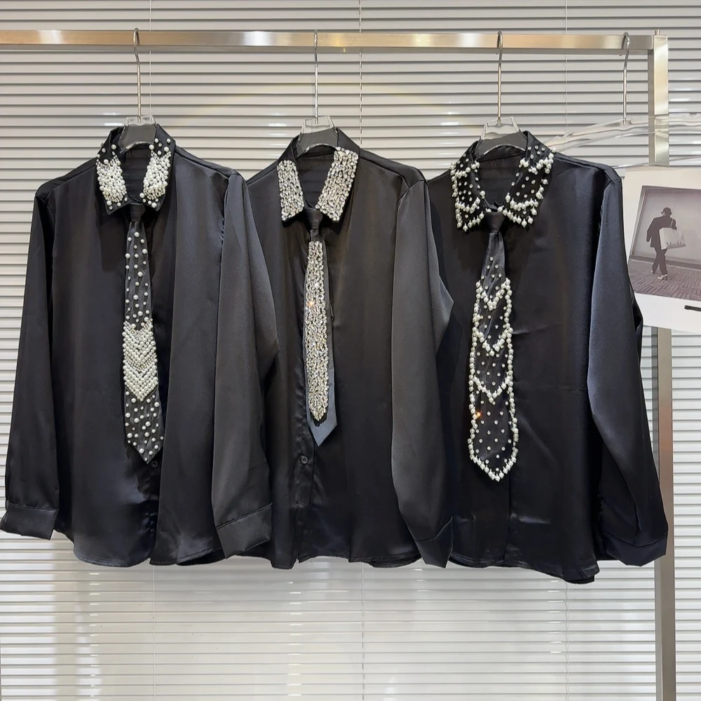 

K шикарный жемчужный галстук с тяжелой вышивкой, дизайн irt, женский модный осенний новый воротник с длинным светом, прямой крой