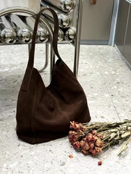 2025 Spring Autumn Women Shopping Shoulder Bags Brand Design Genuine Leather Women Handbags Casual Cowhide Suede Women Totes