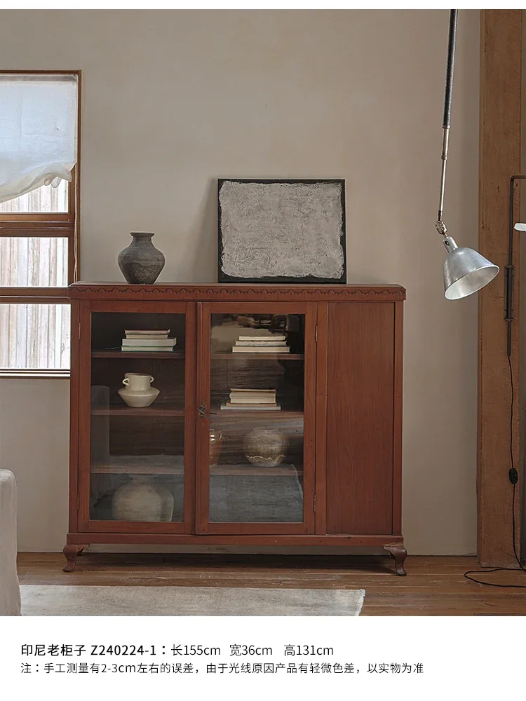 

Индонезия старый книжный шкаф средневековый бесшумный стиль книжный шкаф из цельного дерева стеклянный пол для хранения винный шкаф мебель