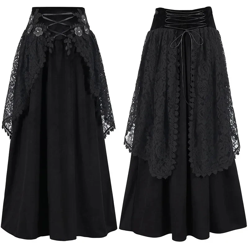 

ABC123CosplayNew Retro Women's Pirate Ruffles Decoration Gothic Irregular Corset With Skirt Steampunk Medieval S3'd,5;h.9/
