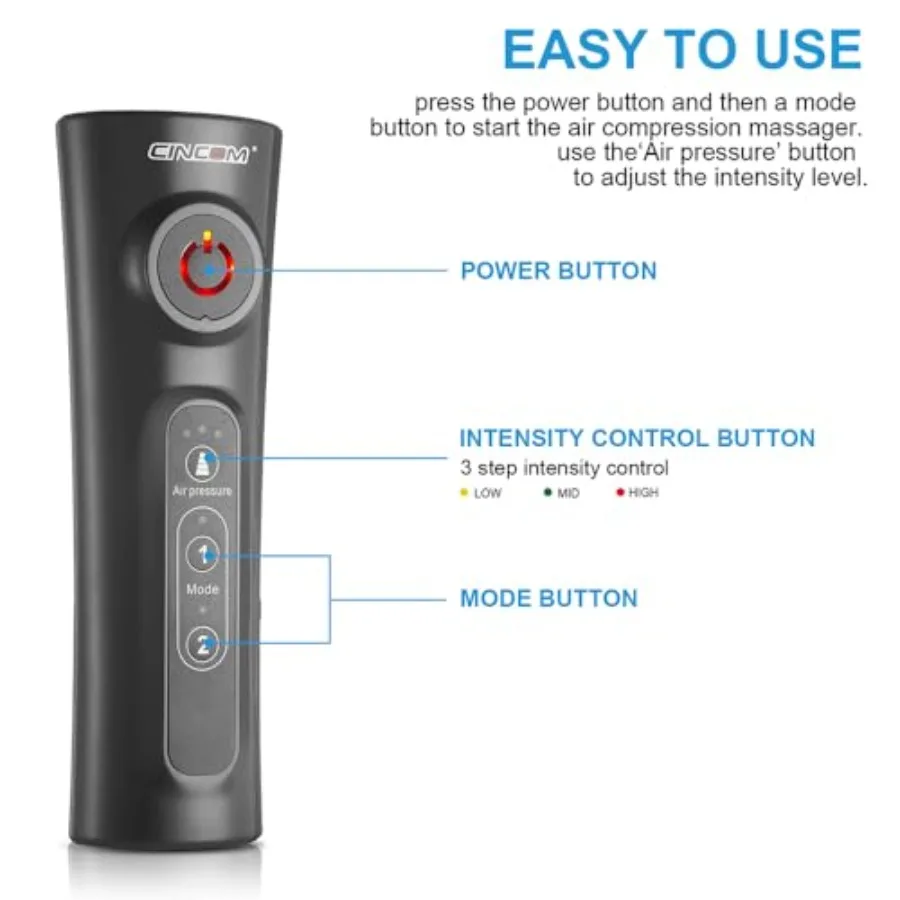 جهاز تدليك الساق CINCOM للدورة الدموية وتخفيف الآلام مدلك العجل بضغط الهواء مع وضعين و3 كثافة مثالية لـ RLS Edem #5