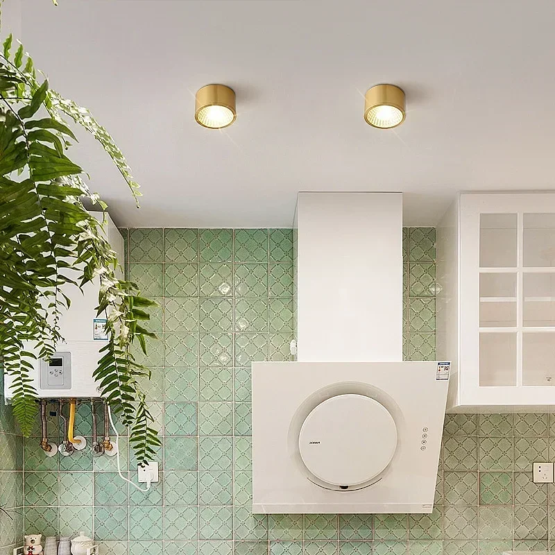 

Postmodern Ultra-Thin Copper LED Ceiling Lamp Round Flush Mount for Living Room Hallway Corridor