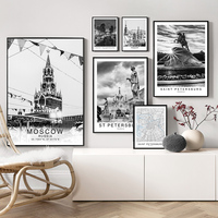 Black White St.Petersburg Moscow Russia Wall Art Canvas Painting Nordic Posters and Prints Wall Pictures for Living Room Decor