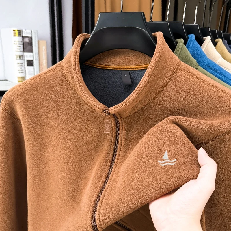 

Autumn winter doublesided velvet stand up collar sweatshirt men's estselling jacket zipper casual highend brand fleece jacket