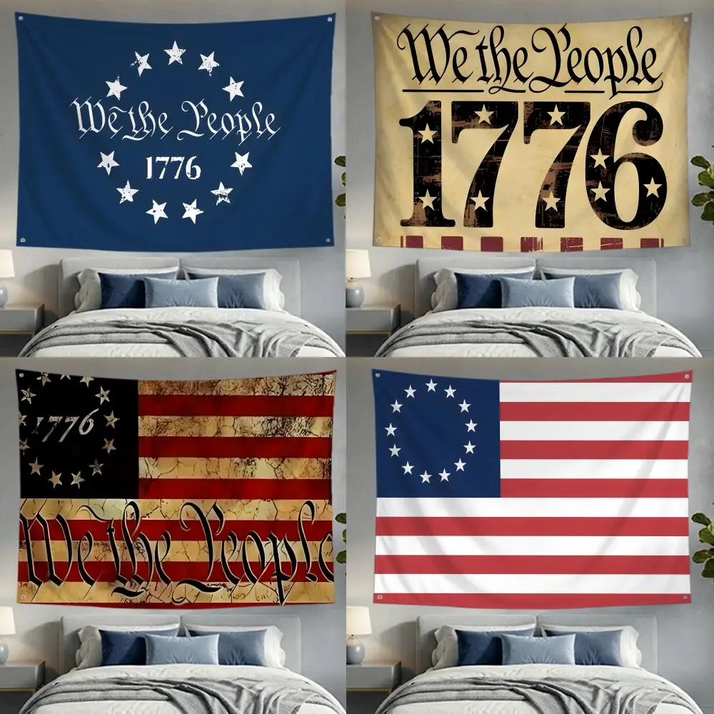 Betsy Ross 13 We the People 1776 Flags Lightweight no edging four rings hanging for indoor and outdoor decor