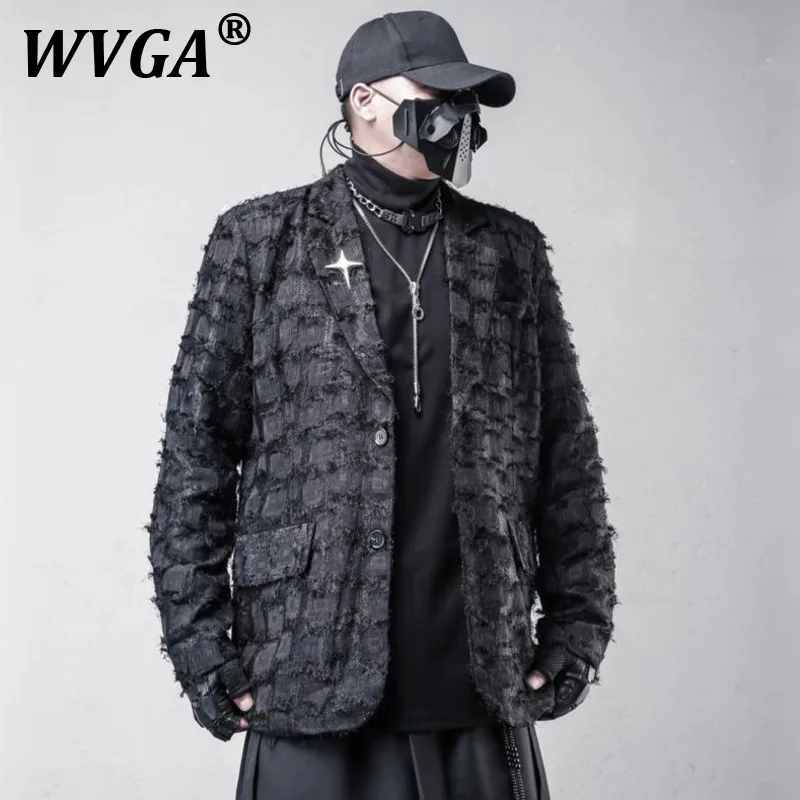

WVGA Blazer Spring Autumn New Man Tide Dark Style High-End Niche Design Rugged Handsome Plaid Punk Chic Suit Jackets Ins W10312