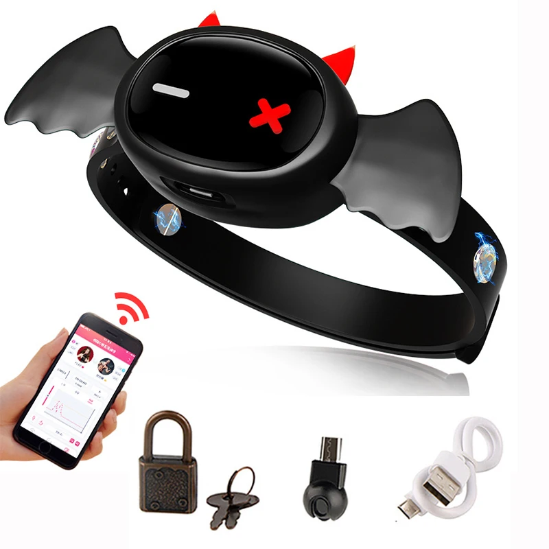 

QIUI Little Devil Electric Shock Collar Dog Slave APP Remote Control Electric Stimulation Neck Collar Adult Sex Toys For Couples