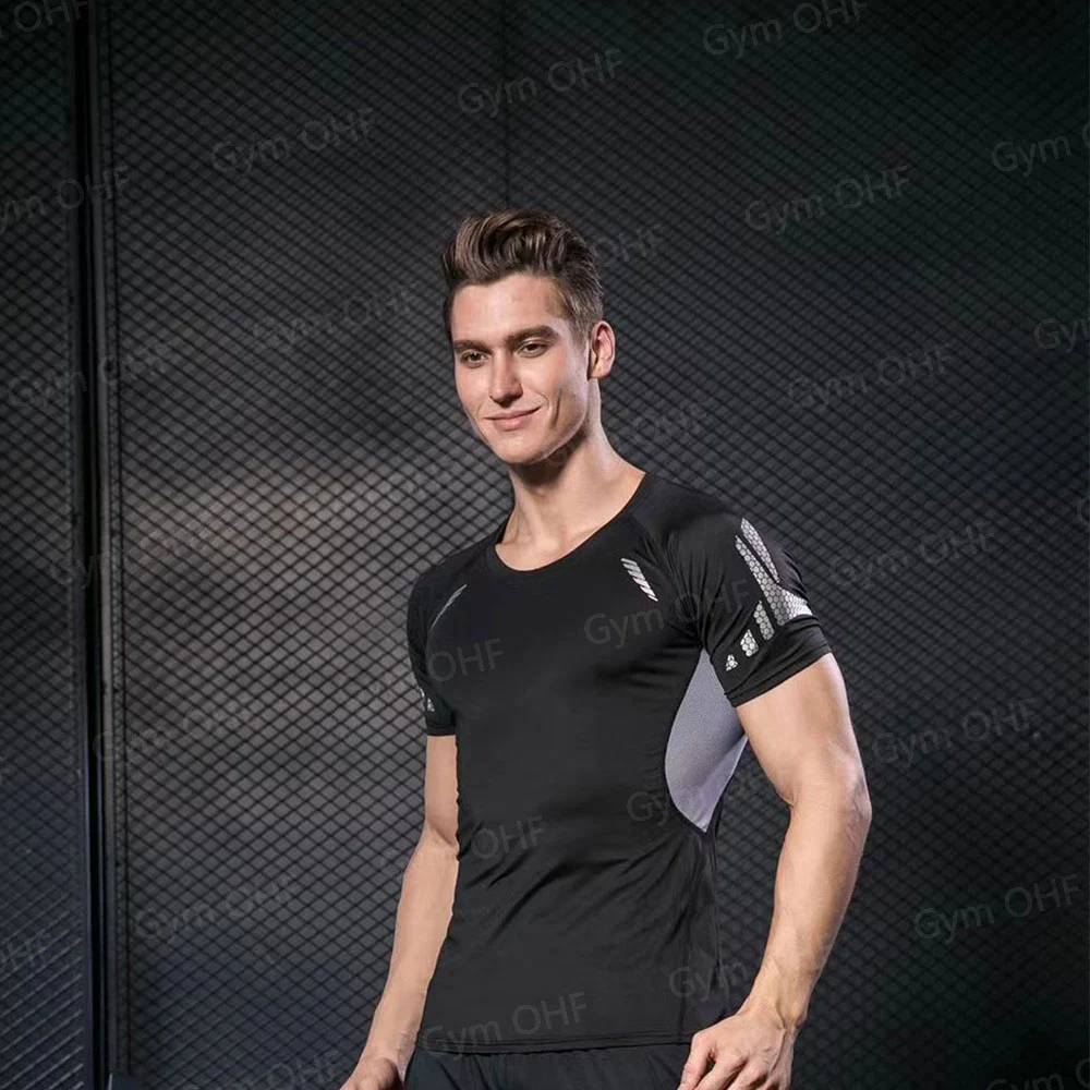 Kompression T Shirt Mann Quick Dry Lauf Gym Fitness Enge Sportswear Sommer Atmungsaktive Spinne Kurzarm T Shirt Männer 2099 – Detail 21