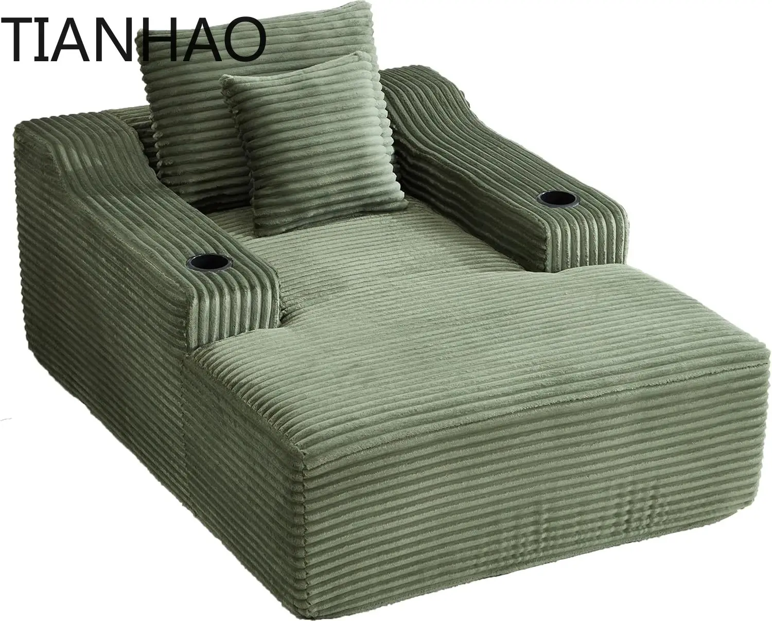 Oversized Chaise Lounge Sofa Bed for 67 inch Space Corduroy Convertible Sleeper with 9.9 inch Armrest Deep Seat Floor Couch 2