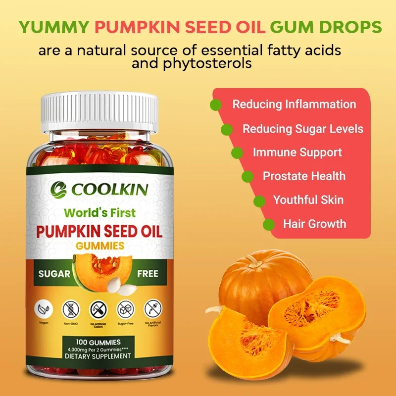 Sugar-Free Pumpkin Seed Oil Gummies (4,000 Mg/serving) Support Hair Growth, Prostate Health, Immune and Urinary Tract SupportCap - Image 6