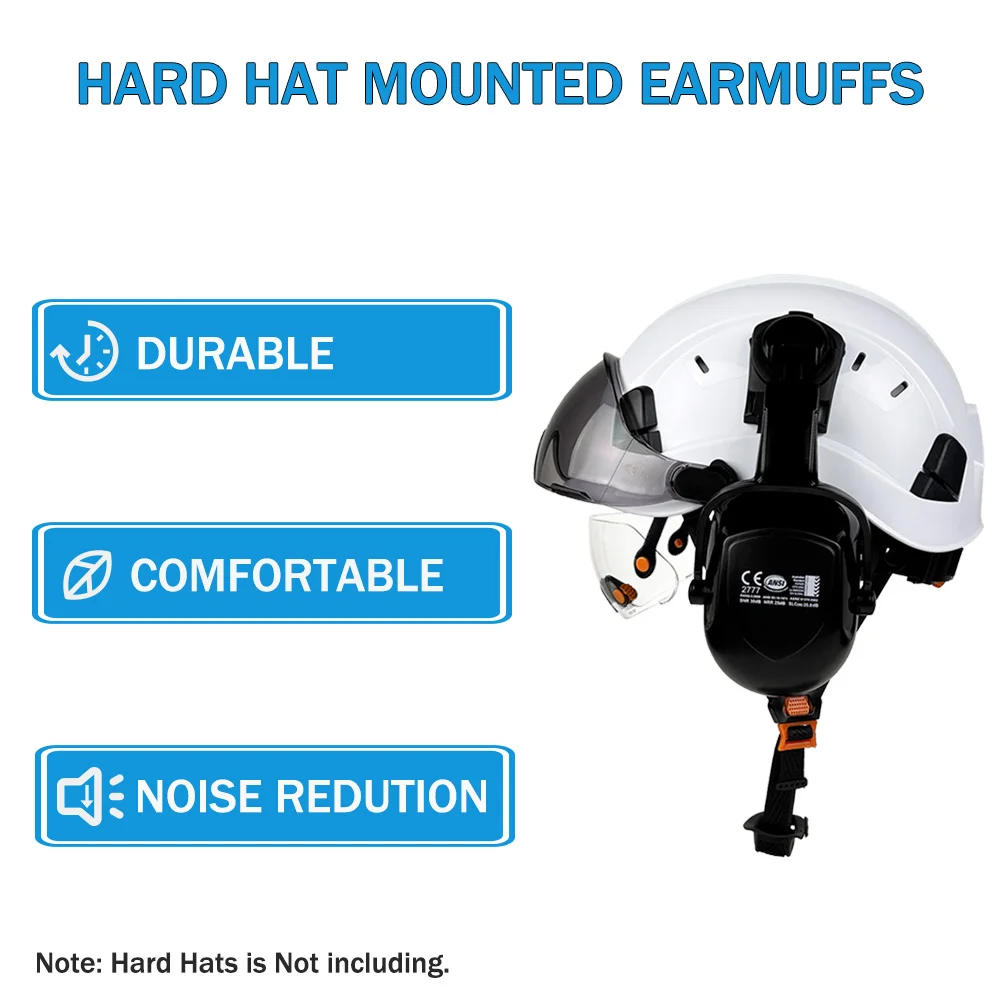 CE معلقة نوع غطاء للأذنين لخوذة السلامة البناء العمل حماية السمع السكك الحديدية واقية أذن مقاومة للضوضاء للقبعة الصلبة #4