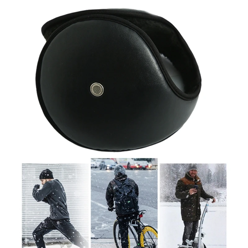 Adult Teens Waterproof Leather Plush Ear Warmer Winter Windproof Earmuff with Waterproof Leather Outer Cycling Skiing Keep Ear