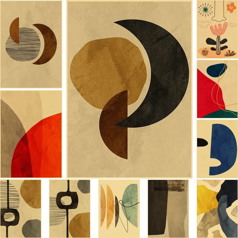 

Organic Abstract Retro Kraft Paper Poster Decoration Wall Decor Decorative Pictures for Living Room Art of Murals Posters Home