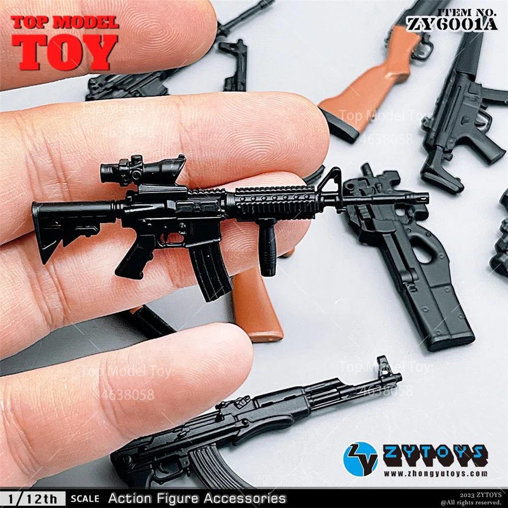 ZYtoys ZY6001 1/12 Mini Rifle Gun Weapon Model Accessories 9 Pcs/Set Fit 6'' Male Female Soldier Action Figure Toy