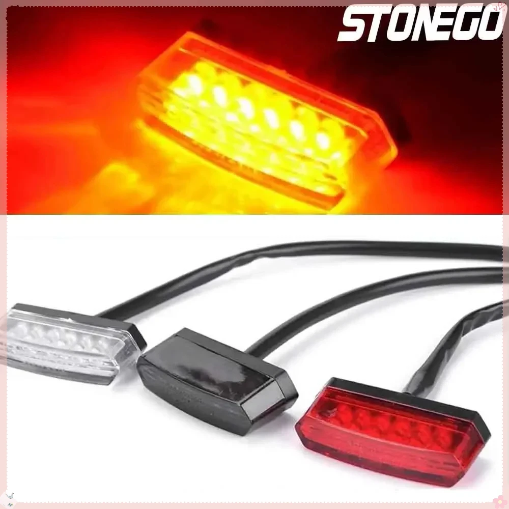 

12V LED Motorcycle Tail Light Rear Brake Lamp for Off-Road Bikes with License Plate Illumination Signal Indicator