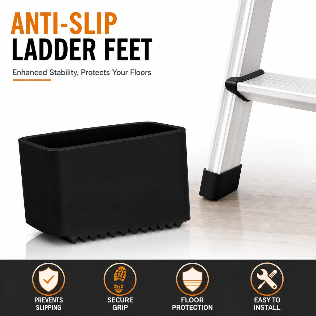 4/8 Pcs Non Slip Ladder Feet Caps Rubber Replacement End Covers Textured Durable For Indoor Outdoor Furniture