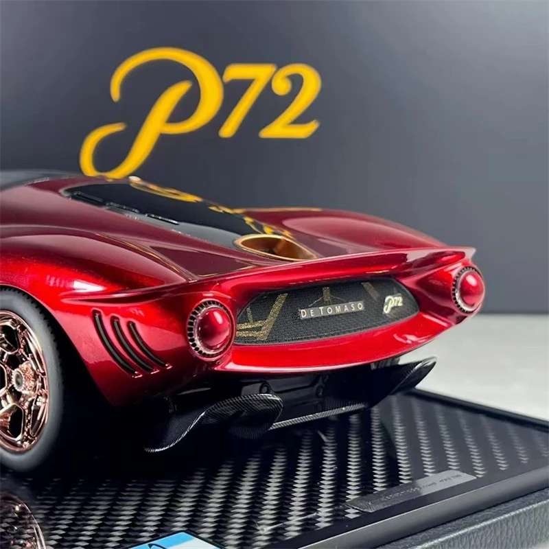 Peako 1:18 デトマソ P72 メタリックレッドシミュレーション限定版樹脂金属静的車モデルおもちゃギフト