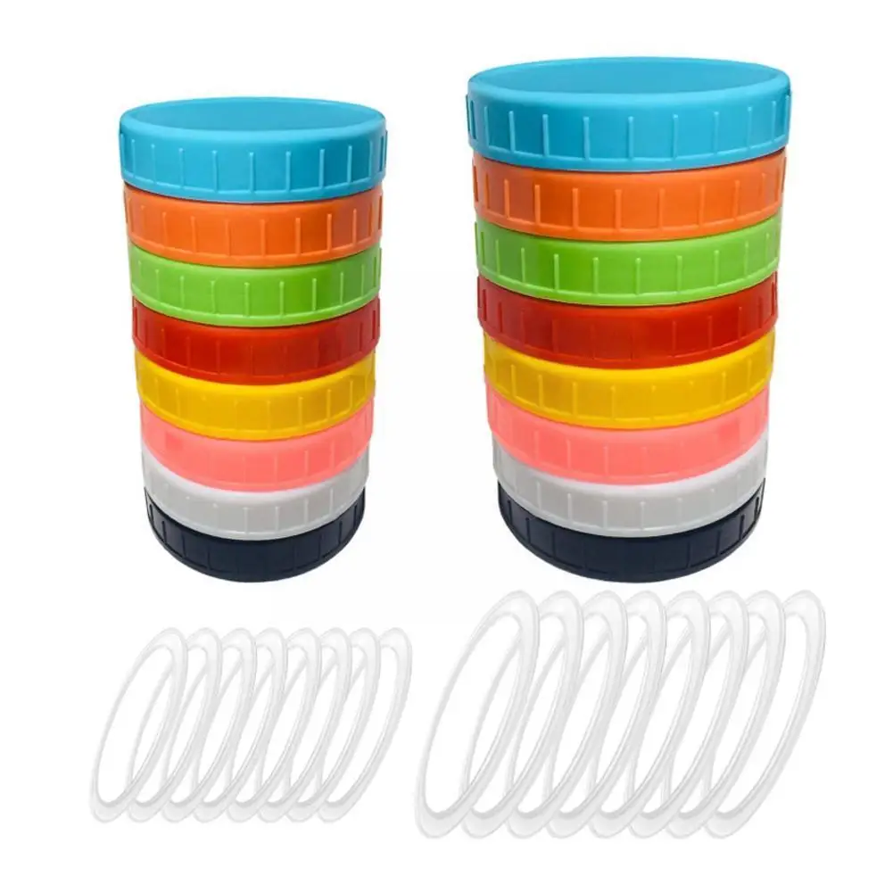 1 pz Mason Jar coperchi guarnizione a prova di perdite Silicone O coperchio a vite in plastica coperchio universale per tazza a bocca larga Cannin L8A5