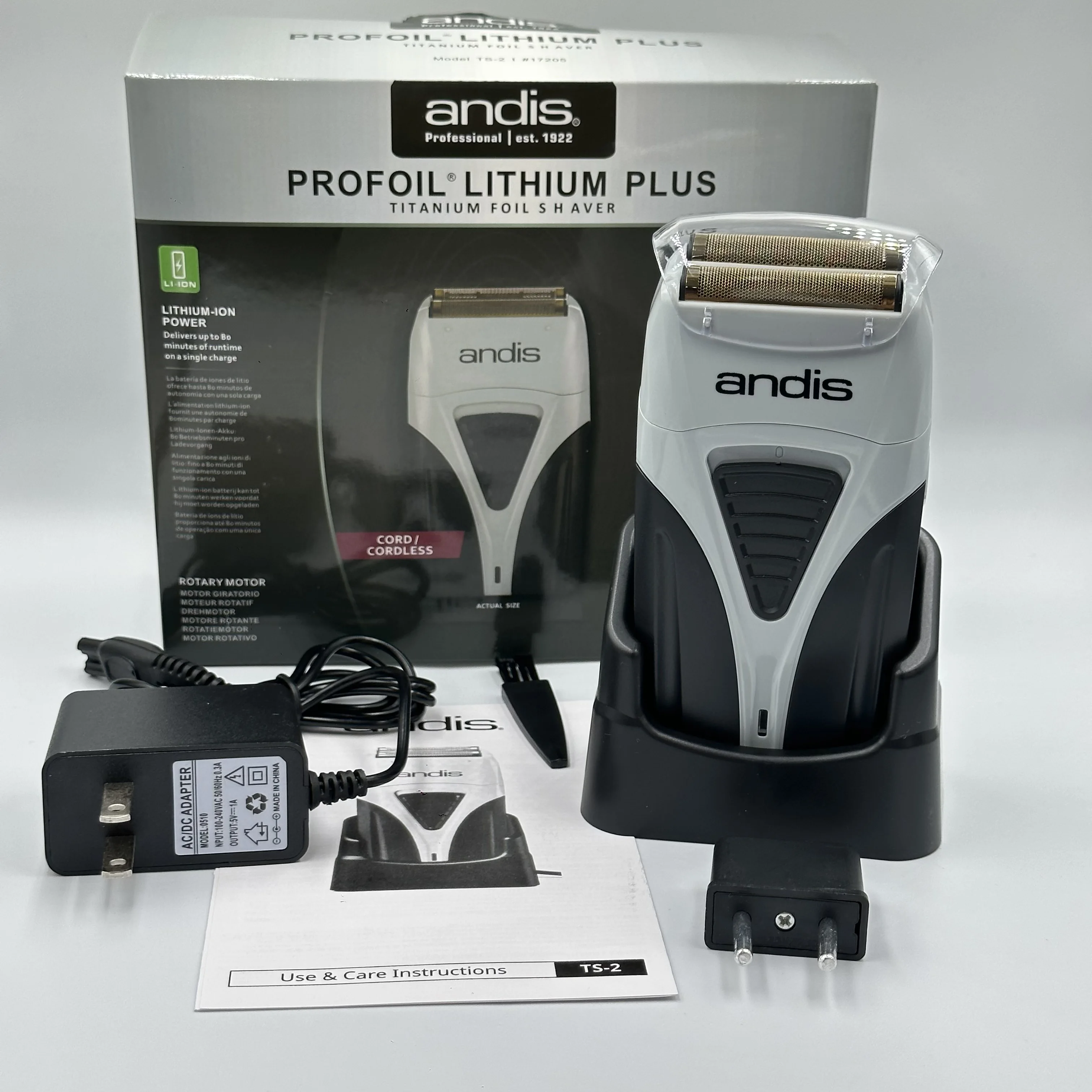 Barbeador elétrico original para homens, limpeza de cabelos, barba estufada, máquina de barbear careca, Andis Pro, Lithium Plus, 17205