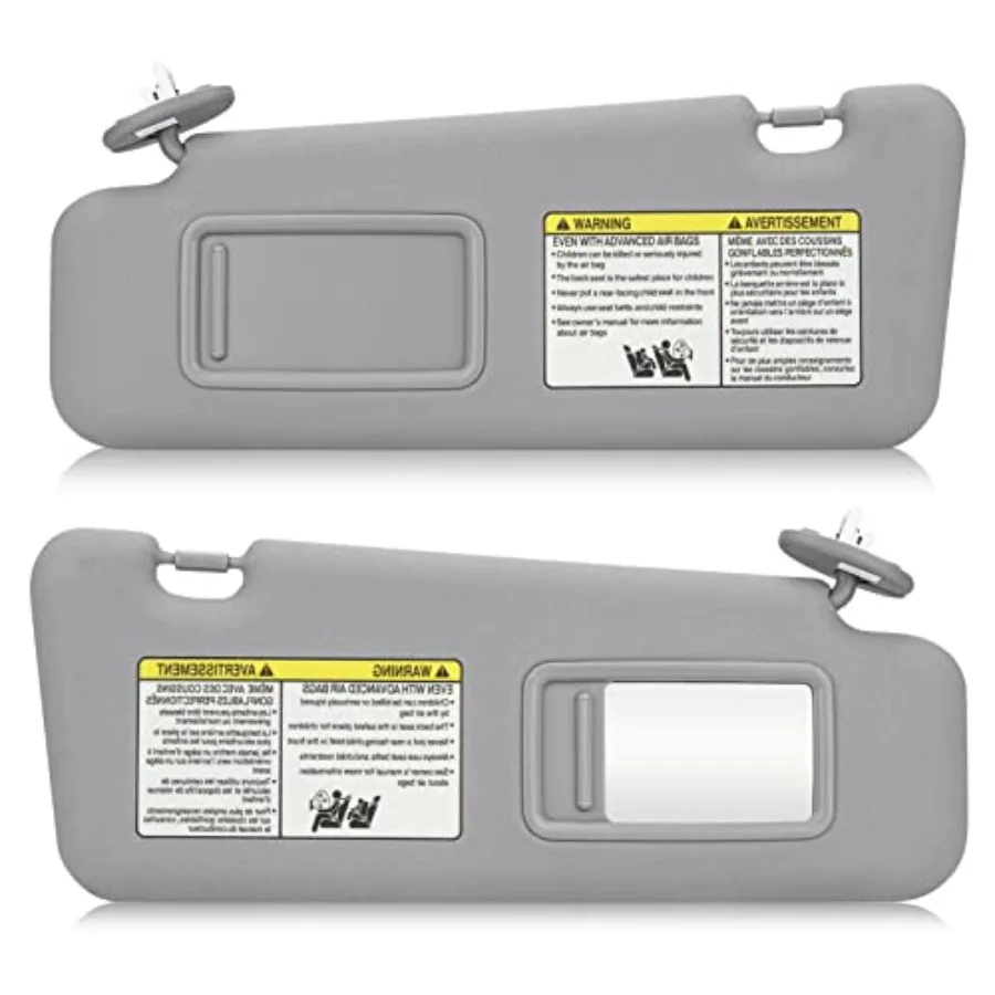 

Left and Right Sun Visor with Light for 2008-2013 Toyota Highlander Driver and Passenger Side Gray Sunvisor Replacement 74320-4