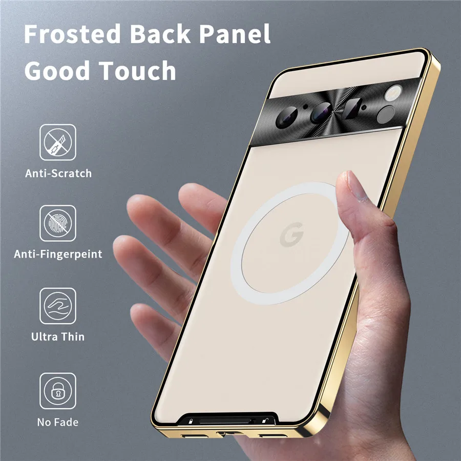 Shockproof Metal Armor Case For Google Pixel 8 7 Pro Case Magsafe Aluminum Frame Matte PC Cover Funda For Google Pixel 7 7A Case