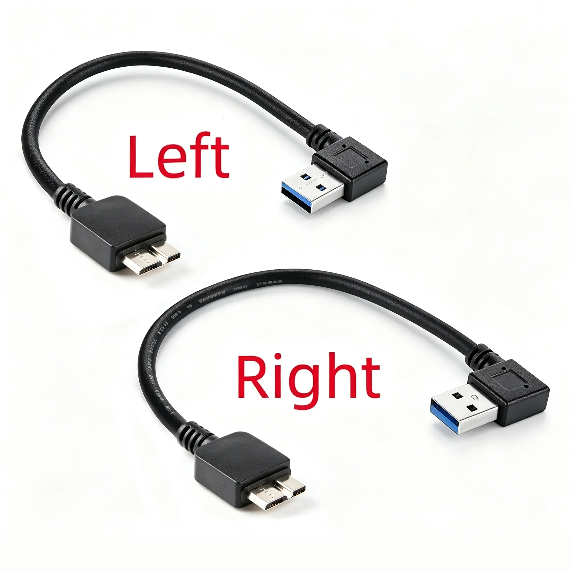 High‑Speed USB3.0 Angled Adapter Cable 20cm, Left Right L-shape Type‑A Male to Micro‑B Cord for Desktop PC External Hard Drive