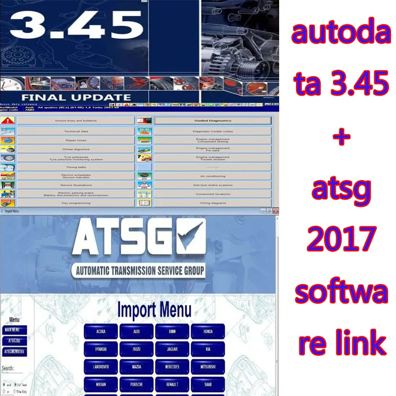 2024 hot Newest version Auto.data 3.45 Repair car repair software and atsg 2017 Auto Repair Software+ install video guide