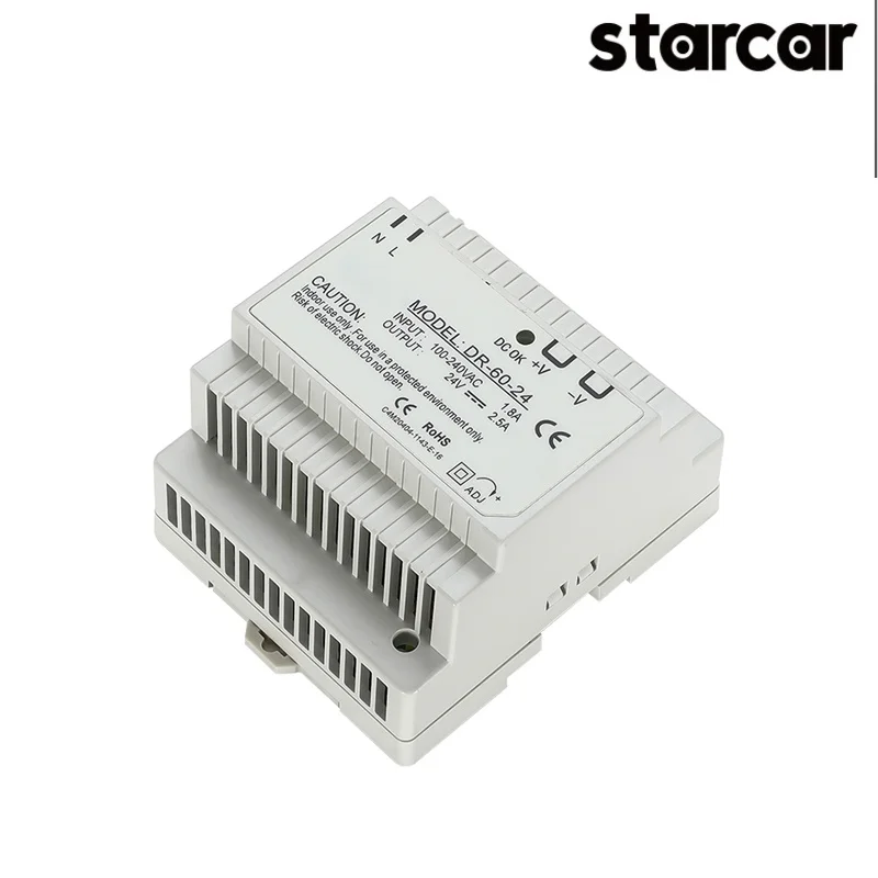 Hot Sale 60W 24V DC Power Supply AC DC Adjustable Single Output Din Rail SMPS RoHS Certified Industrial Switching Power Supply