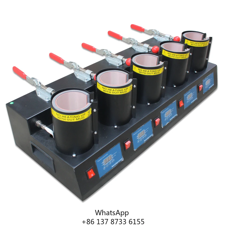Topjlh HOT SALE Sublimation Multi 5 Heaters Digital Coffee Mug 5 In 1 Heating Transfer Press Printing Making Machine Maquina