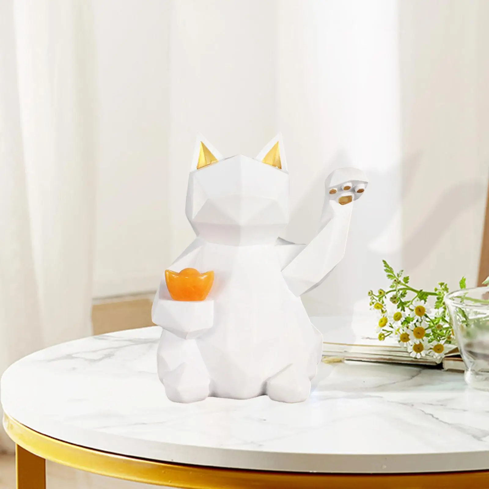 

Статуя кошки, фигурка котенка, милая скульптура животного из смолы, настольное украшение для стола, офиса, дома, центральный шкаф