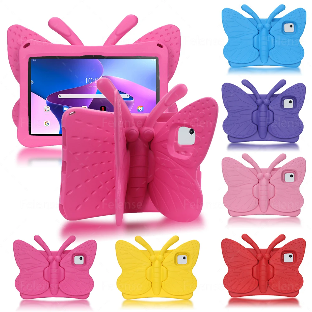 Imagem -02 - Kickstand Capa Infantil à Prova de Choque dos Desenhos Animados Borboleta Tablet Case para Lenovo Tab M10 Plus 3ª Geração 10.6 Tb125fu Tb128fu Tb128xu