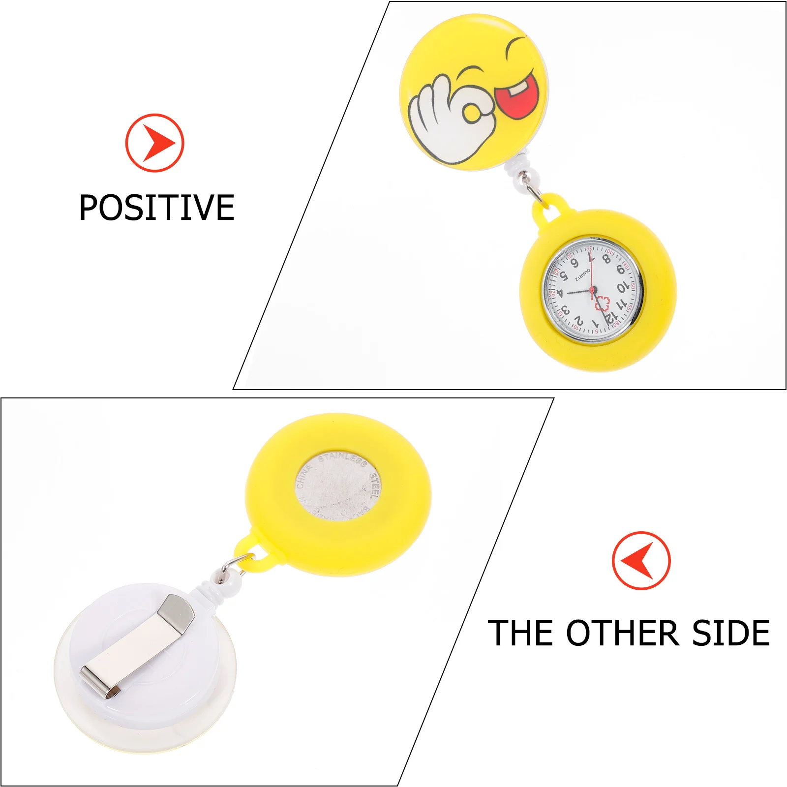 Enfermeira relógio de bolso em forma de coração sílica gel retrátil estudante relógios para enfermeiras unisex clipe lapela pino