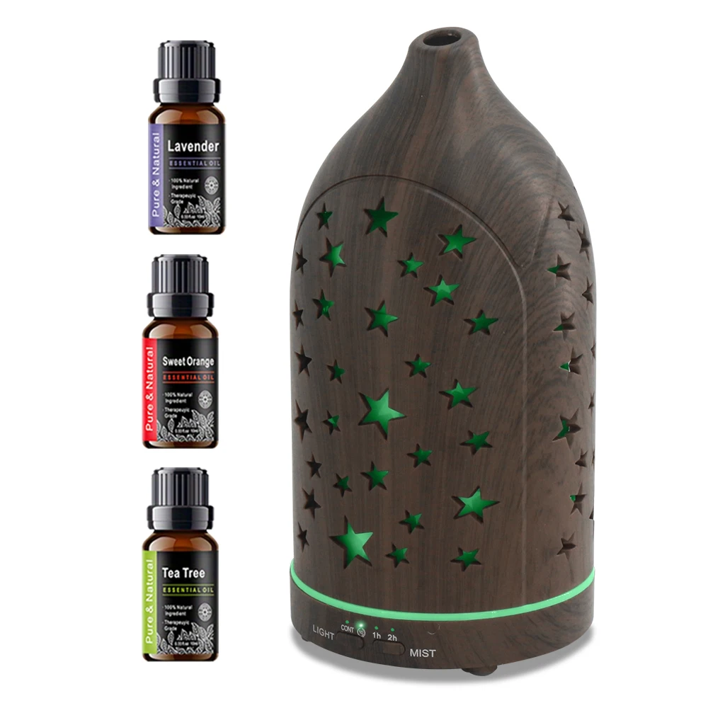 Star Hollow Essential Oil Diffuser - 7 Color LED Lights, Ultra Quiet, Auto Shut-Off, Stylish Aromatherapy Humidifier for Home &