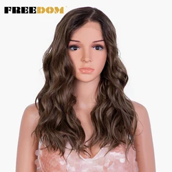 Freiheit synthetische Spitze Front Perücken 20 Zoll natürliche gewellte Mono Perücke Ombre blonde braune Perücken für schwarze Frauen sagte Teil Spitze Perücken