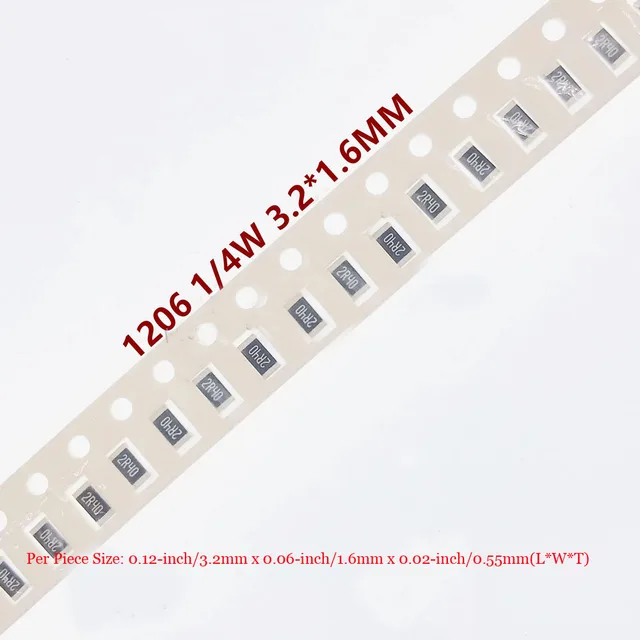 100 sztuk 1% 1206 0R -10M SMD Chip rezystor rezystor 1 3.3 47 120 330 470 510 680 ohm 1K 2.2K 4.7K 8.2K 68K 100K 330K 1M 2.2M 5.1M 10M