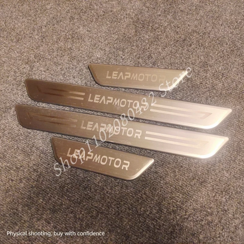 

FOR Leapmotor C01/C10 Door Sill Protector Auto Threshold Scuff Plate Stickers Steel Pedal Cover Car Styling Accessories2024-2025