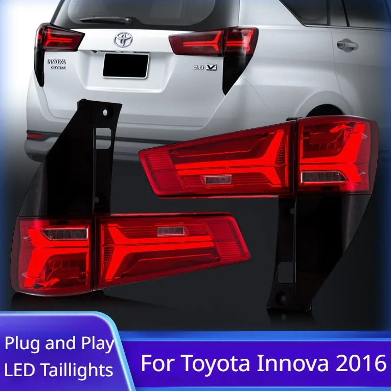 2pc LED Taillights Accessories For Toyota Innova 2016 2017 2018 2019-up DRL Brake Reversing Foglight Car TailLamps Auto Assembly